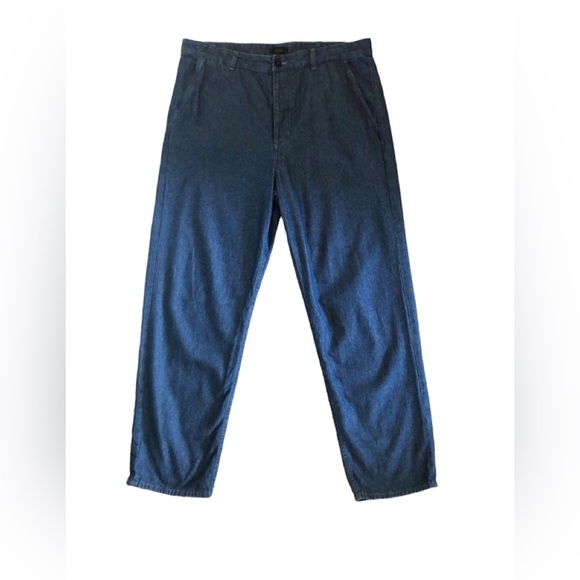 COS Women’s Relaxed Button-Fly Trouser Jean 12 Flat Front Straight Leg Indigo - Picture 1 of 5